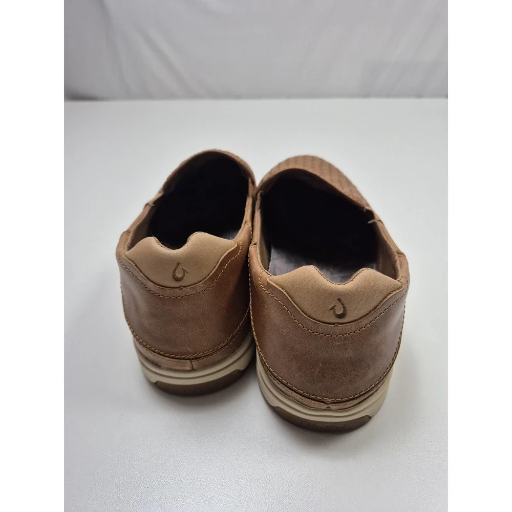 OluKai Lae'ahi Lauhala Shoes Mens Size 15 Brown Woven Leather Slip On Casual